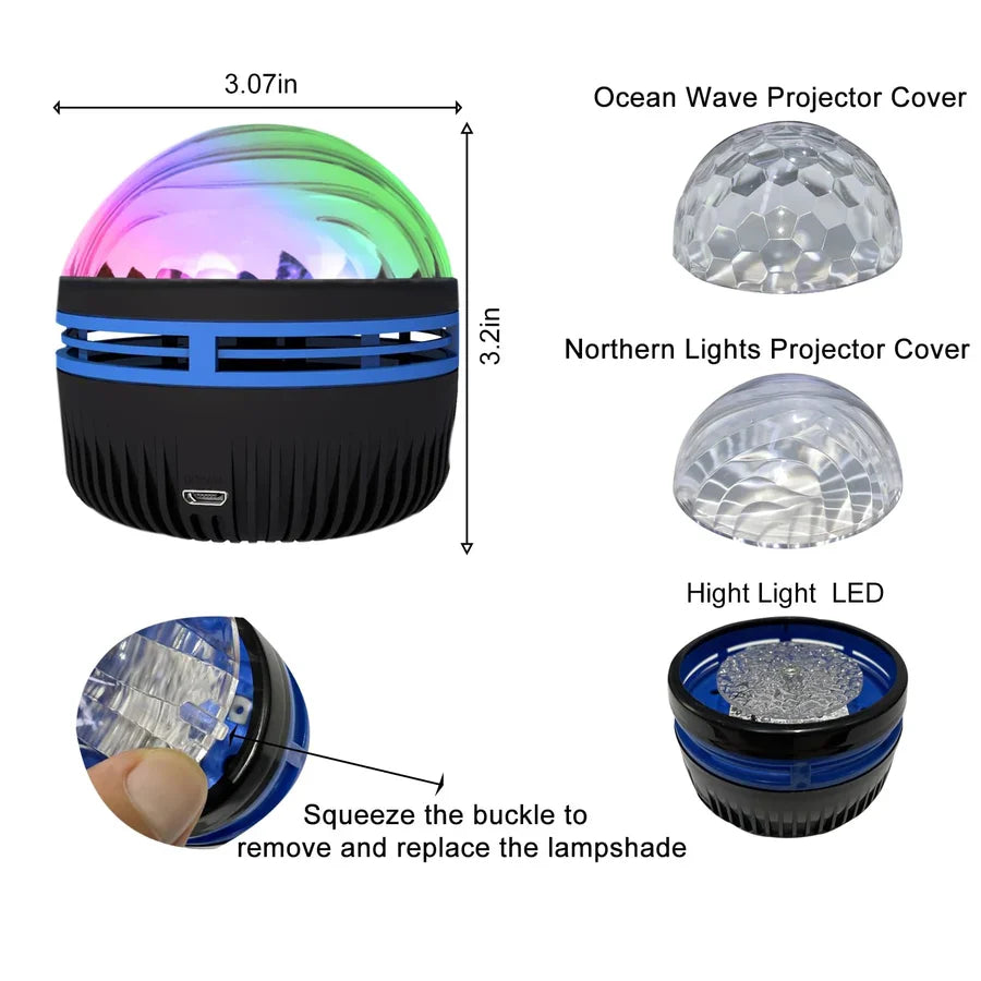 2 in 1 Northern Lights and Ocean Wave Projector with 14 Light Effects