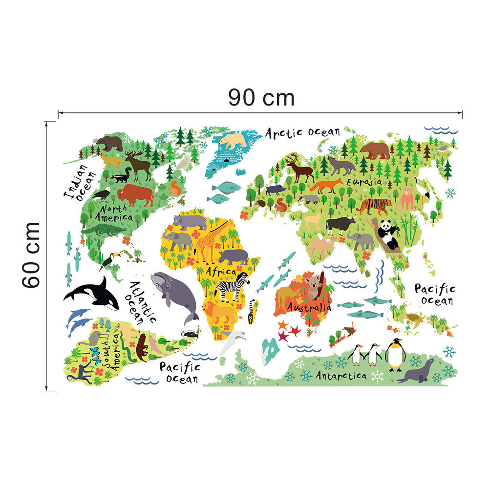 Animal World Map Wall Sticker