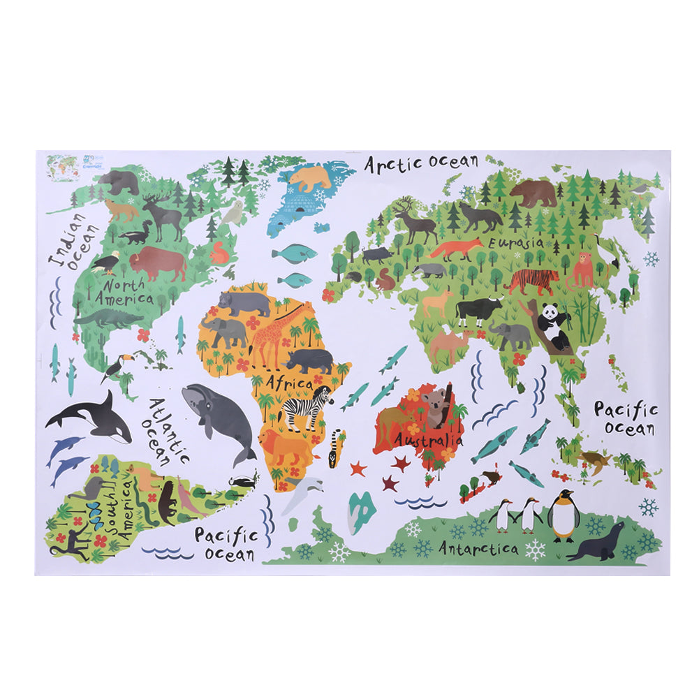 Animal World Map Wall Sticker
