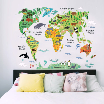 Animal World Map Wall Sticker